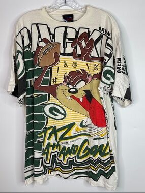 Vintage America's Favorites 1993 Looney Tunes Taz Green Bay Packers Tshirt XL